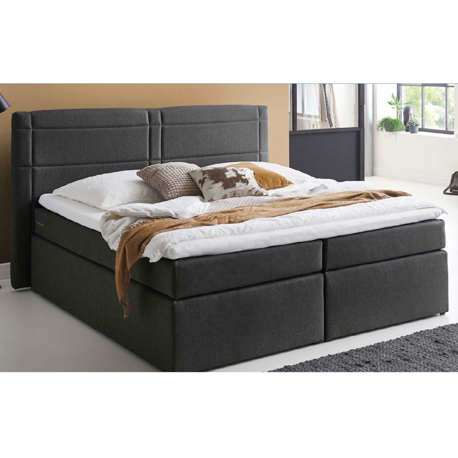 Boxspringbett - anthrazit - H3 - 180x200 cm