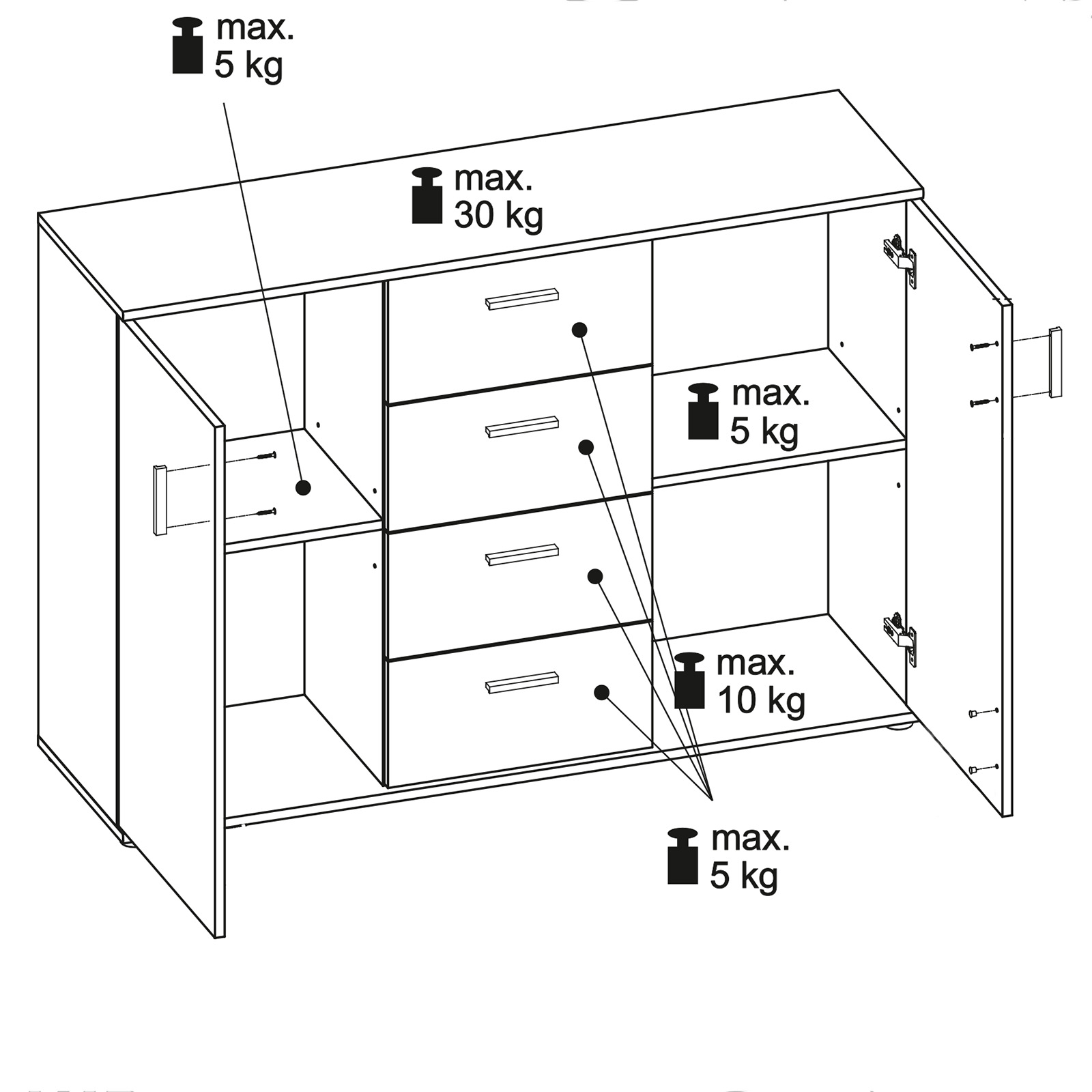 Kommode - Sandeiche - 132 cm breit
