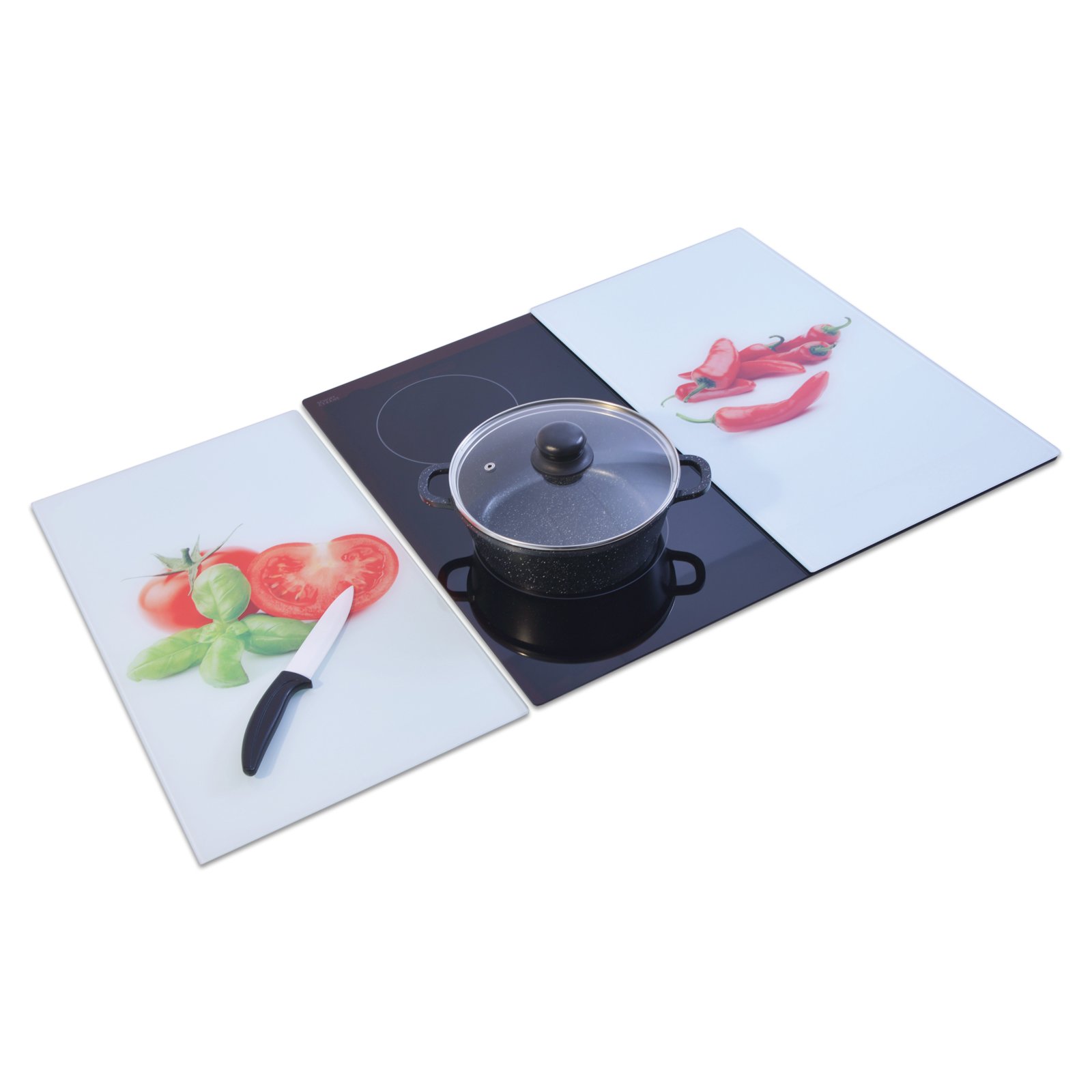 Herdabdeckplatten GemüseMotiv Glas 2erSet