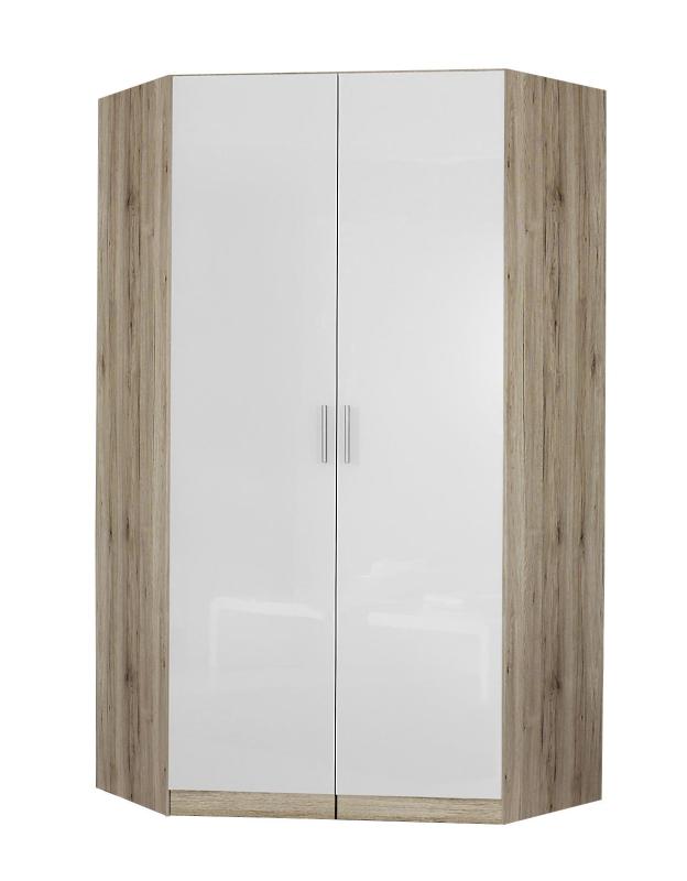 Eckkleiderschrank - Sanremo Eiche-weiß - 117 cm