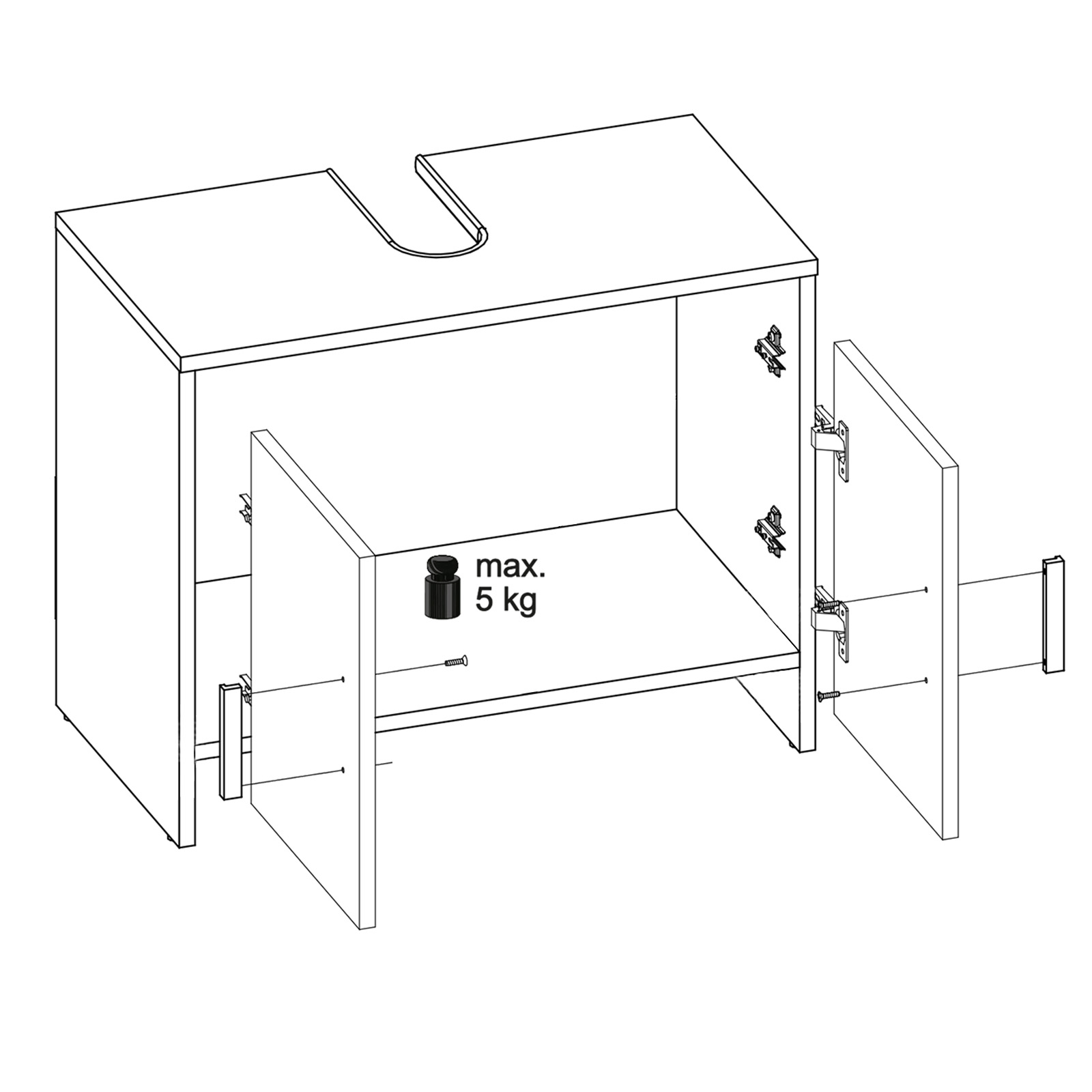 Waschbeckenunterschrank - weiß-Sonoma Eiche - 65 cm breit