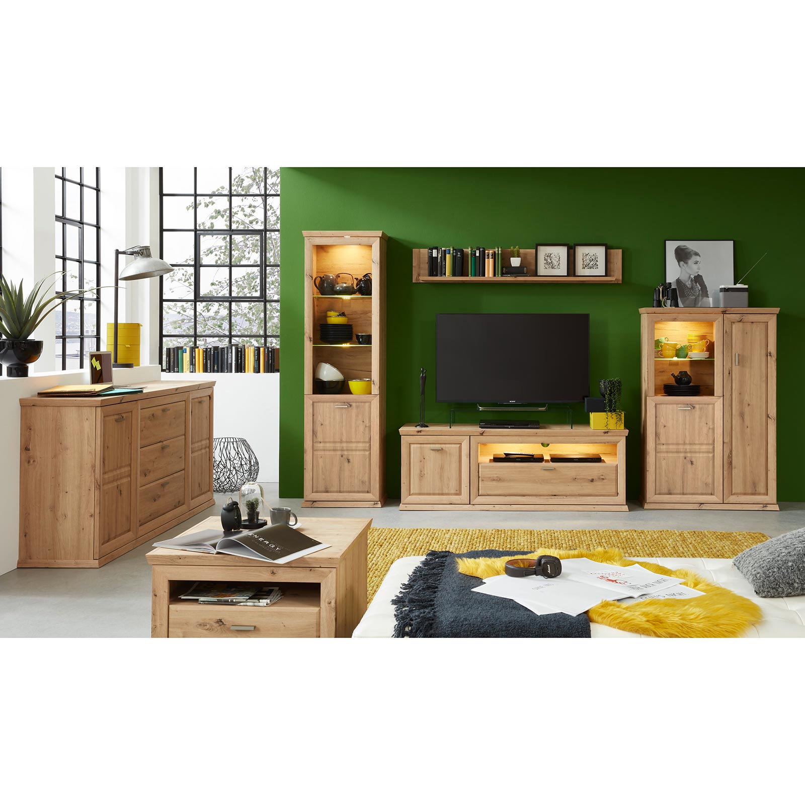 Vitrine - Artisan Eiche - 196 cm hoch
