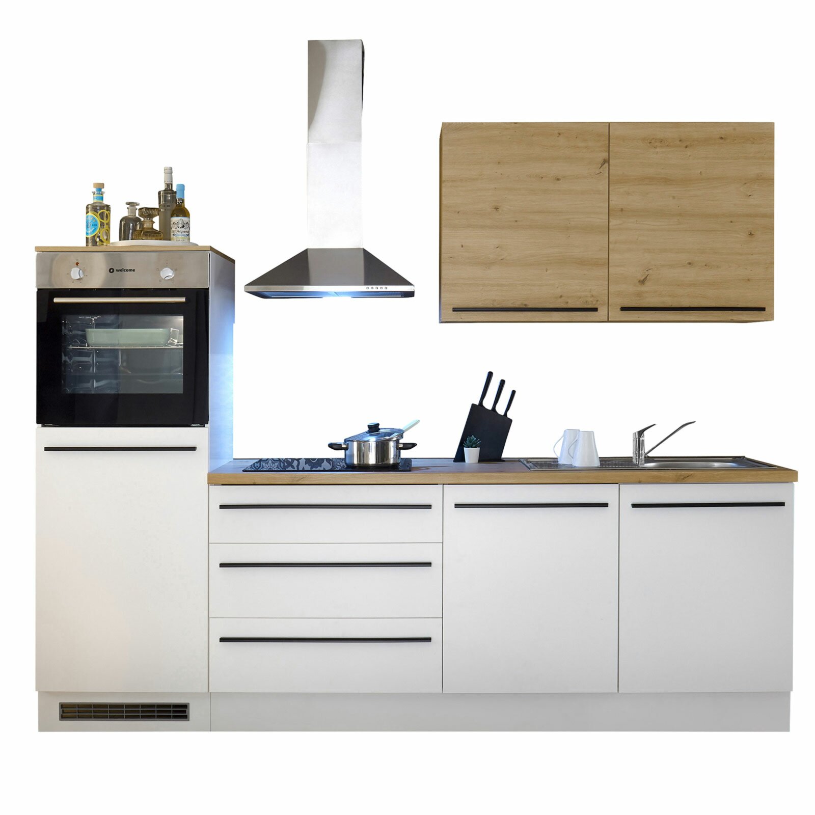 Küchenblock - - weiß Online kaufen - E-Geräten mit Artisan - ROLLER Eiche cm | bei 260