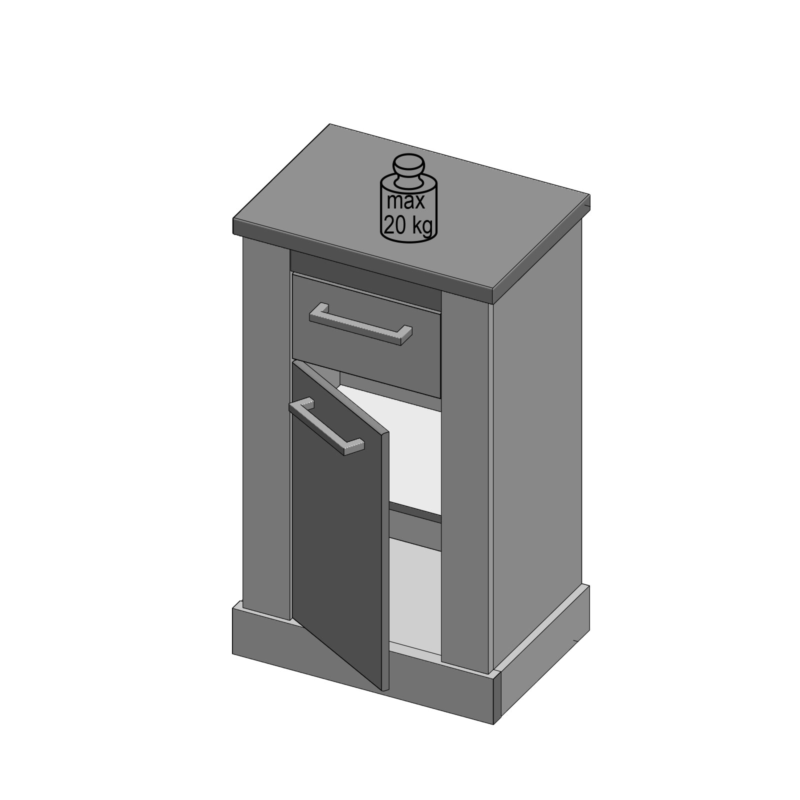 Unterschrank - Pinie weiß - 50 cm breit