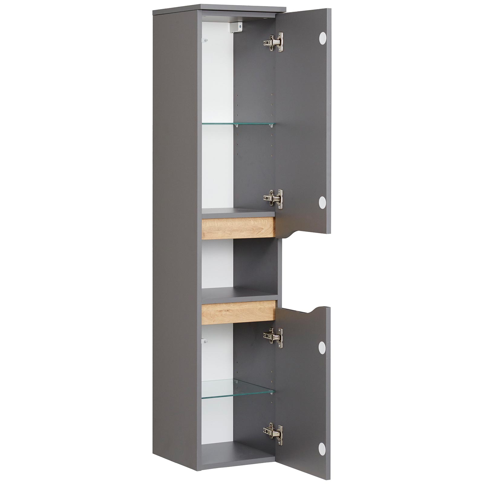 Midischrank - Quarzgrau matt - Riviera Eiche - 141 cm