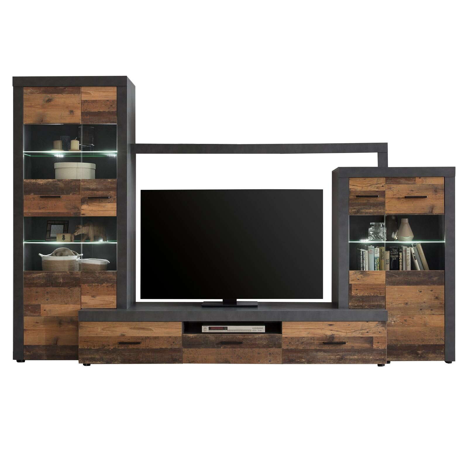 wohnwand - old wood - matera - 308 cm | online bei roller kaufen