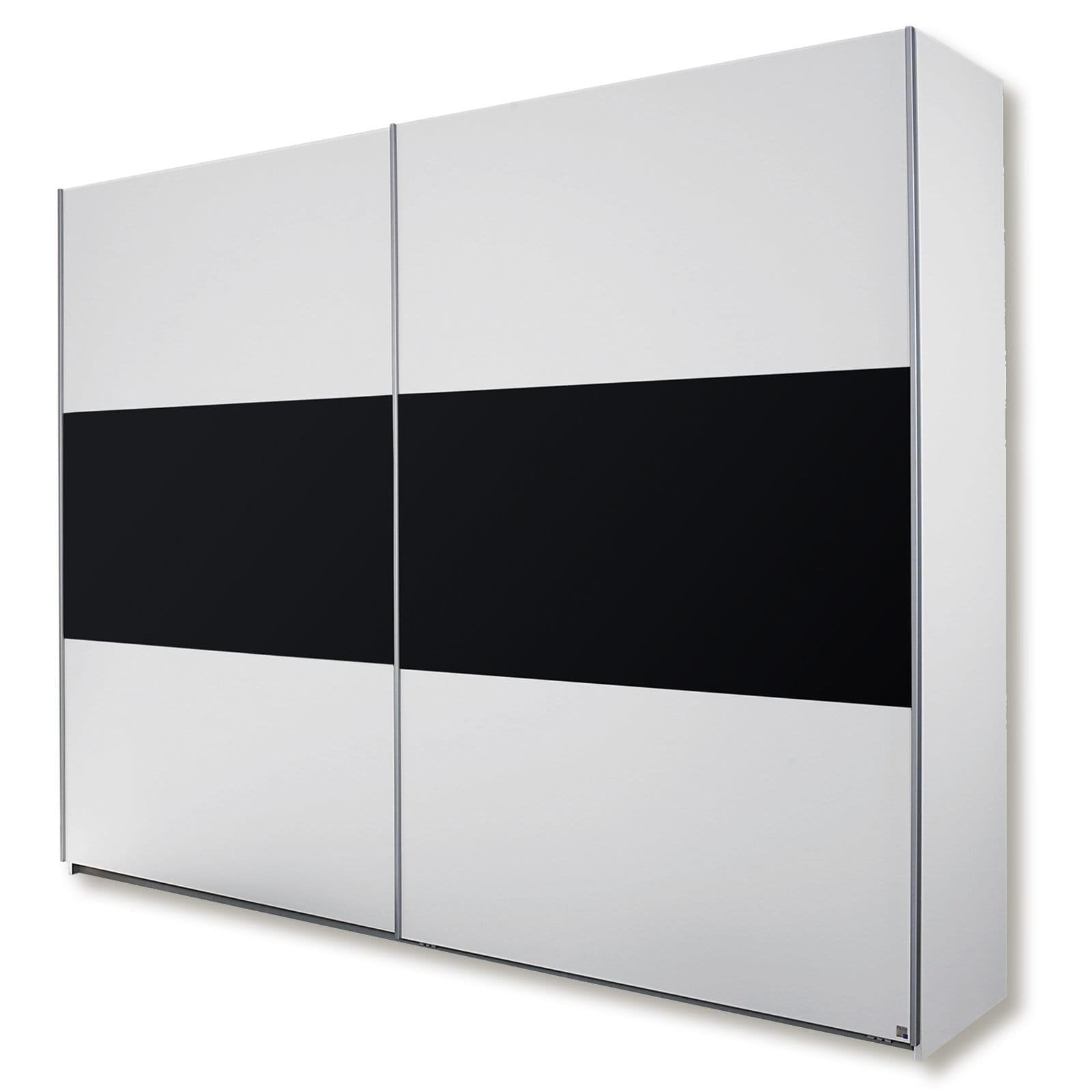 Schwebetürenschrank - Alpinweiß-schwarz - 261 cm