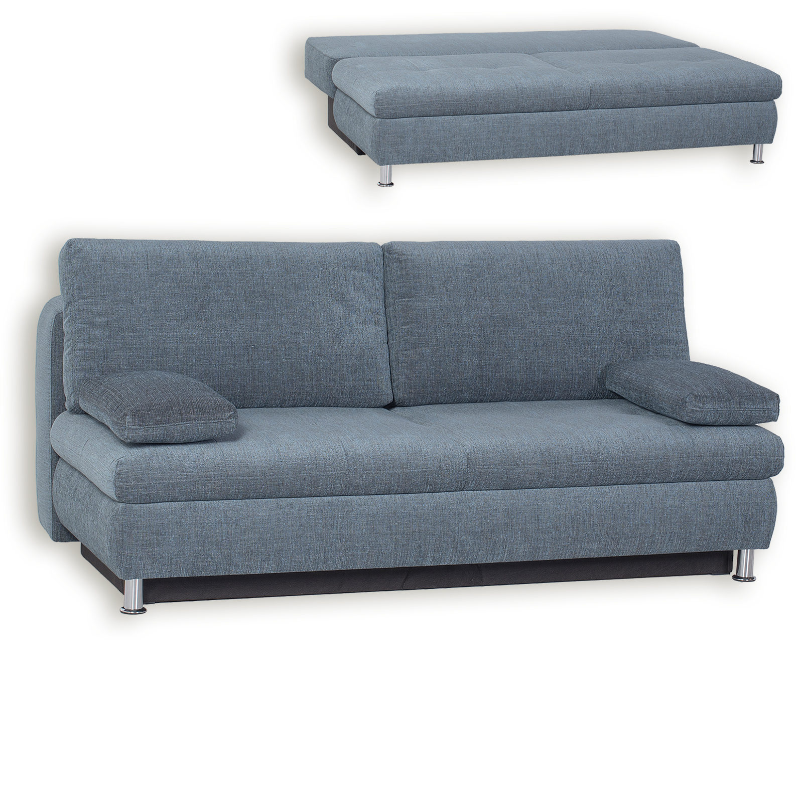 Boxspringsofa - blaugrau - Tonnentaschen-Federkern