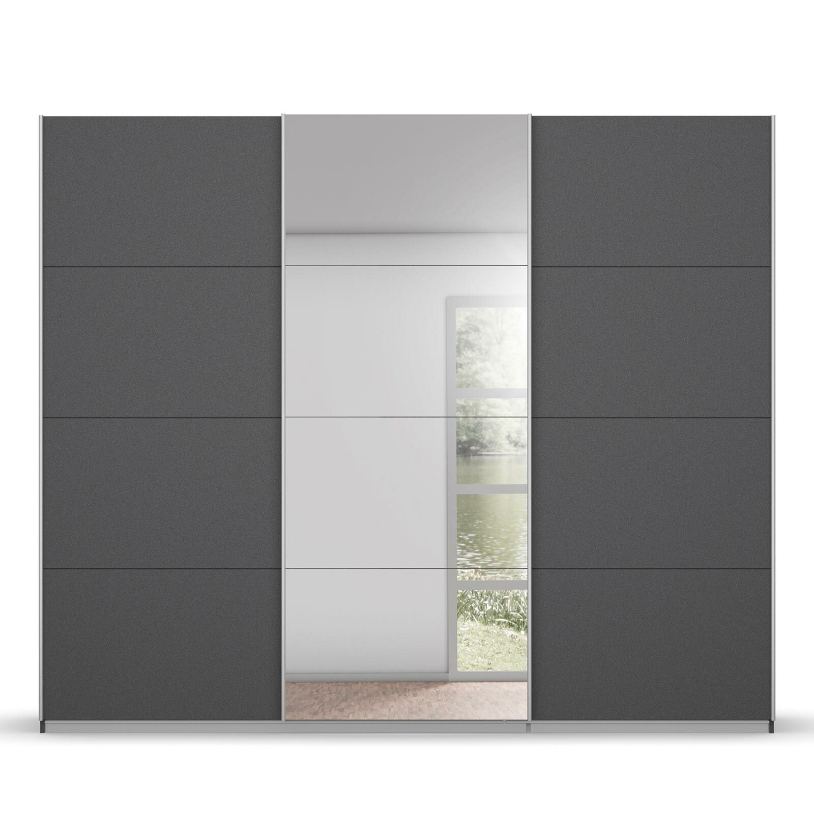 Schwebetürenschrank - grau metallic - mit Spiegel - 271x229 cm | Online bei  ROLLER kaufen