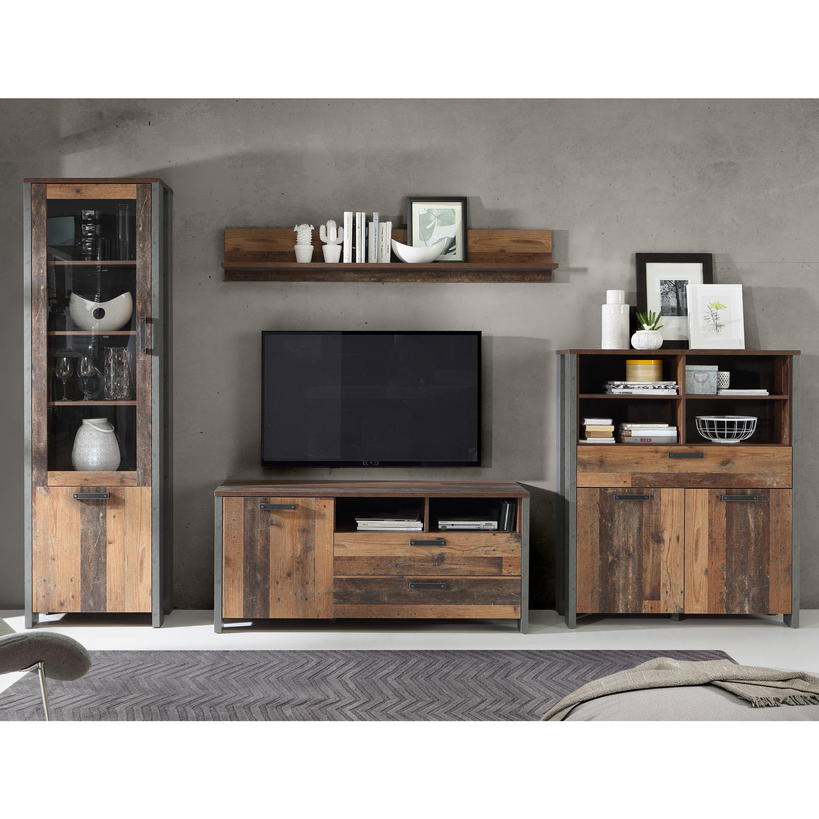 Wandregal - Old Wood Vintage - 160 cm breit