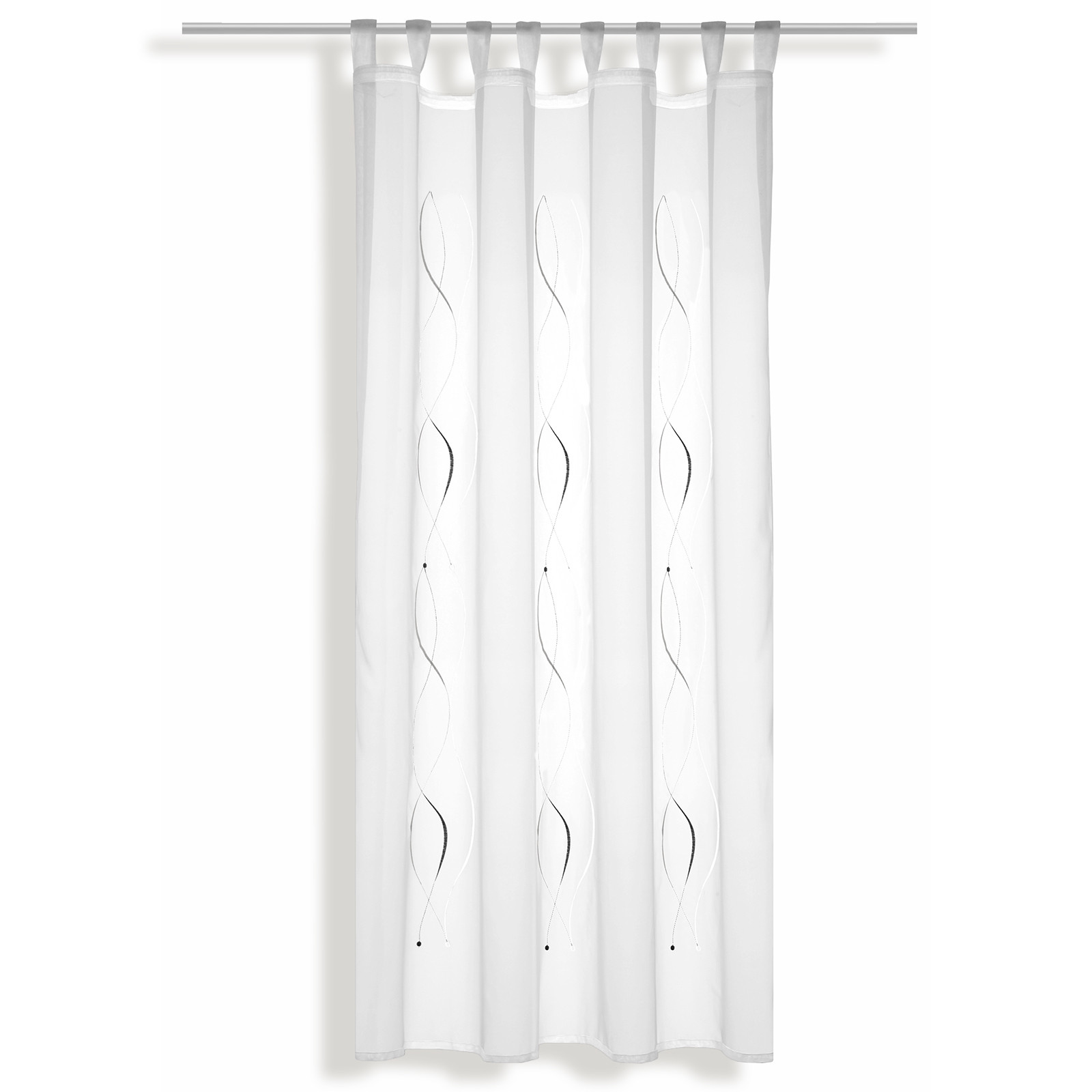 Stick-Schlaufenschal - weiß-anthrazit - 140x170 cm