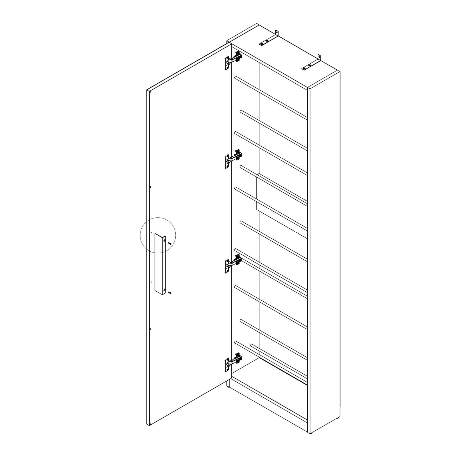 Schuhschrank - Sandeiche - Hängevorrichtung - mit Spiegeltür - 50 cm breit