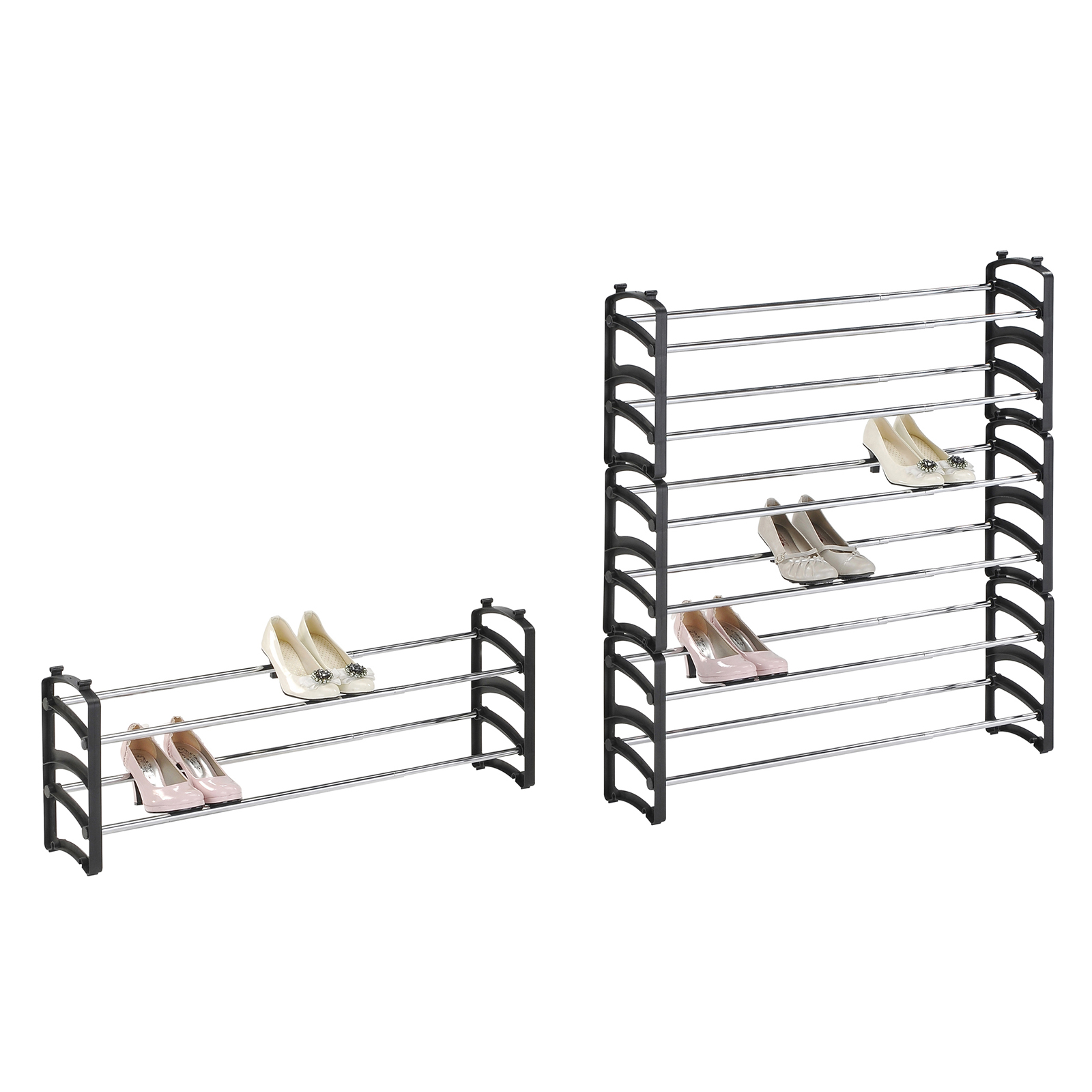 Schuhregal - schwarz - stapelbar