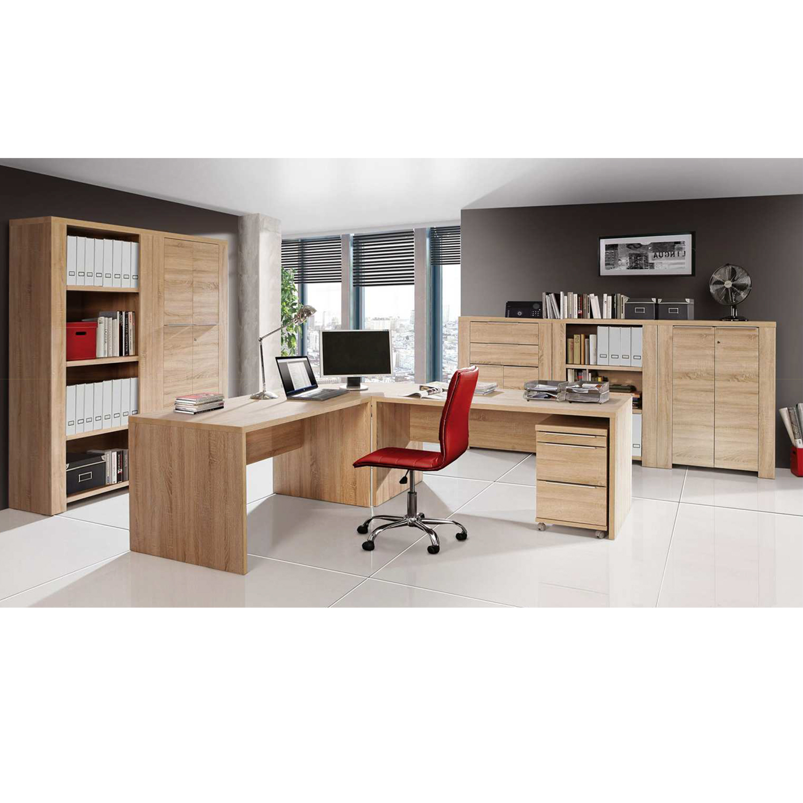 Rollcontainer - mit Schloss - Sonoma Eiche - 42,3 cm breit