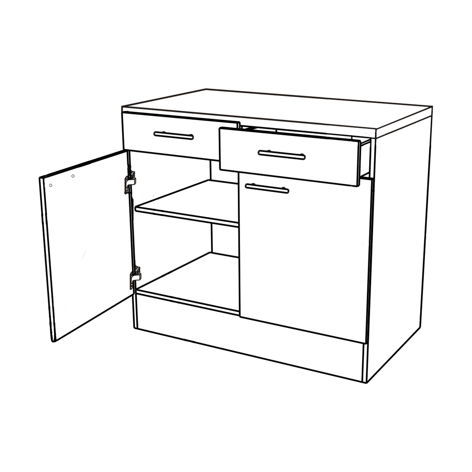 Unterschrank - Beton-weiß - 100 cm