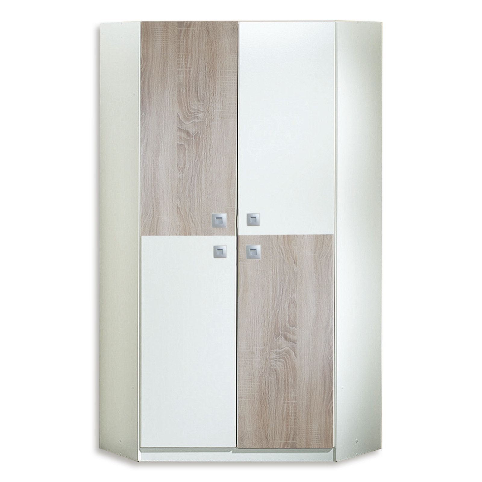 Eckschrank - Alpinweiß-Sonoma Eiche - 95x198 cm