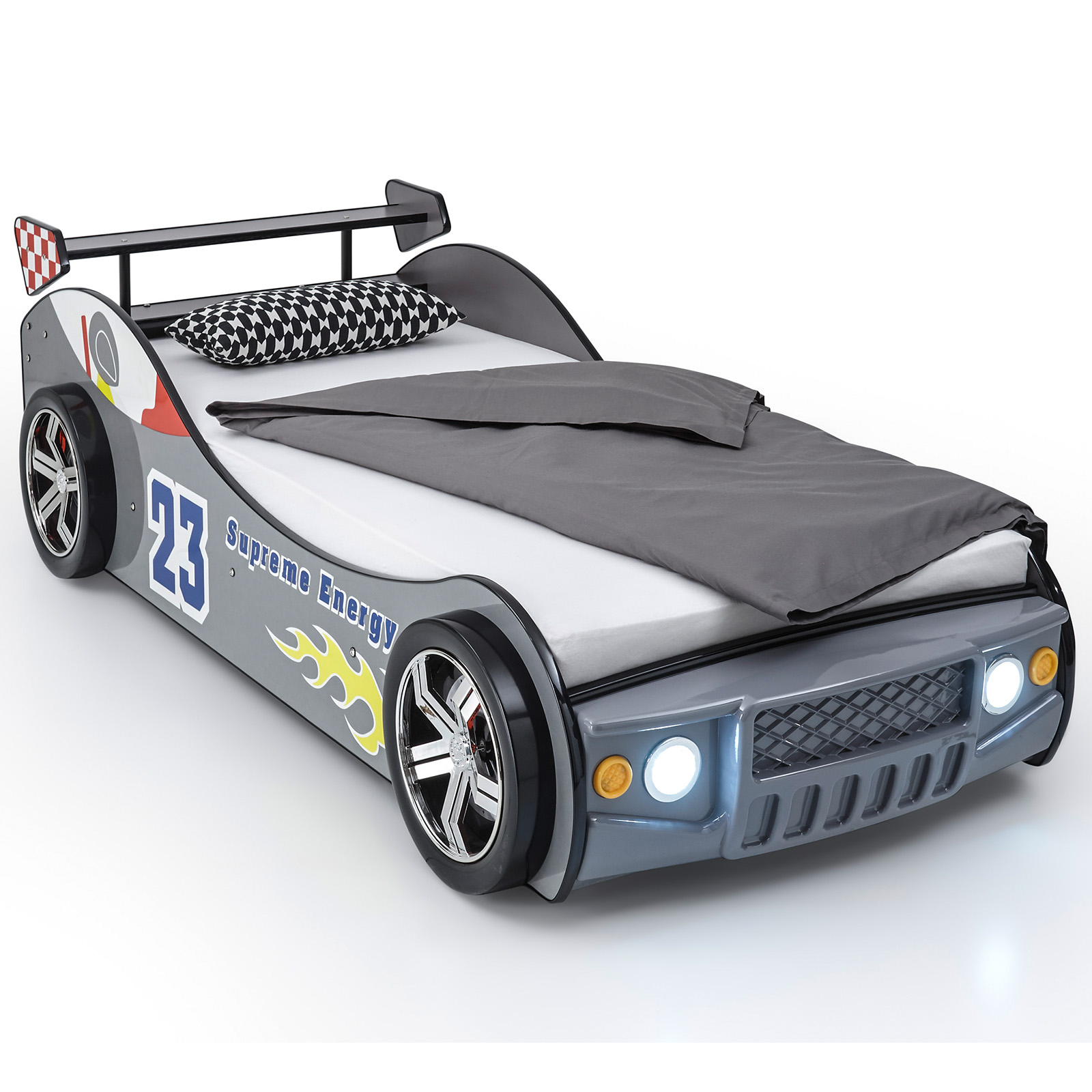 Autobett - silber - mit Beleuchtung - 90x200 cm