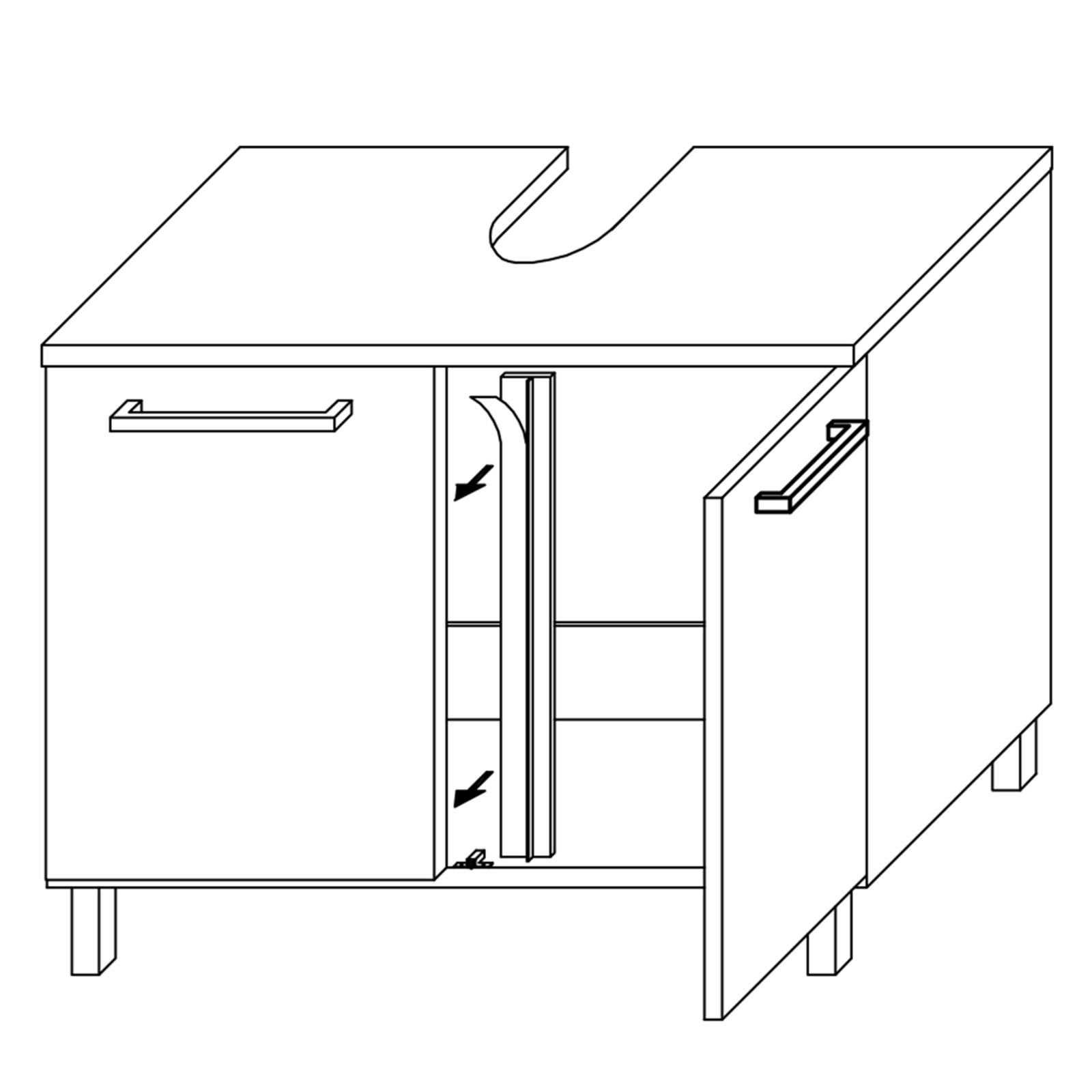 Waschbeckenschrank - anthrazit glänzend - 60 cm breit