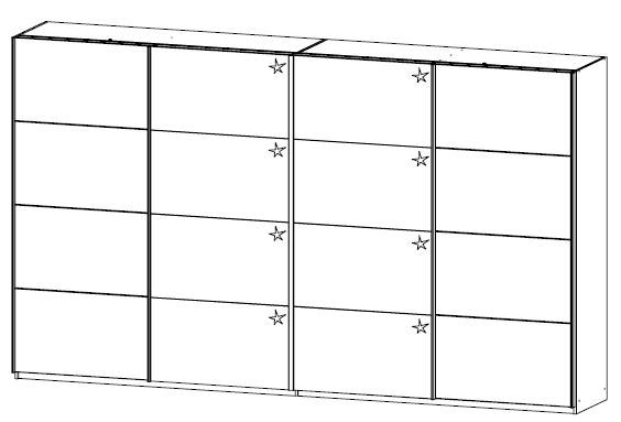 Schwebetürenschrank - grau metallic-weiß Hochglanz - 361 cm