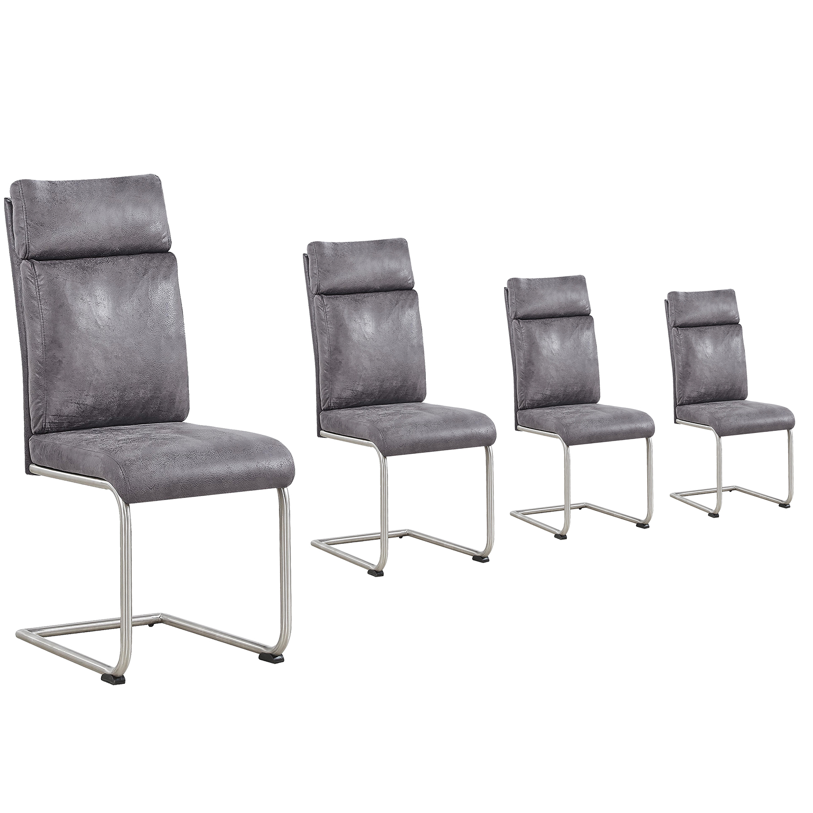 4-er Set Schwingstühle - antikgrau - 46 cm breit