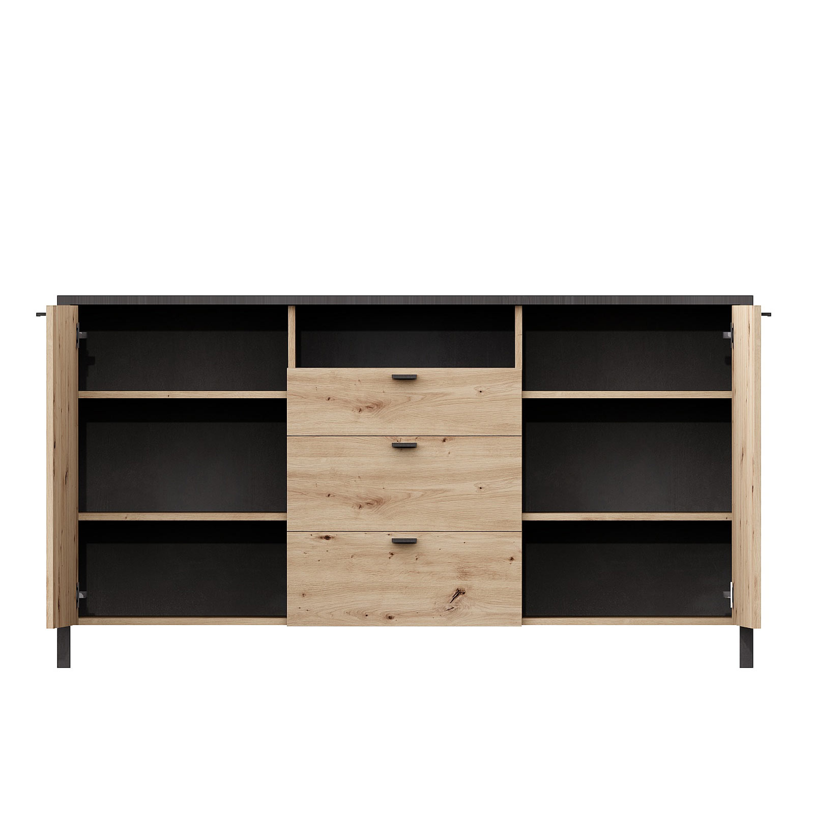 Sideboard - Artisan Eiche - Stahloptik - 164 cm