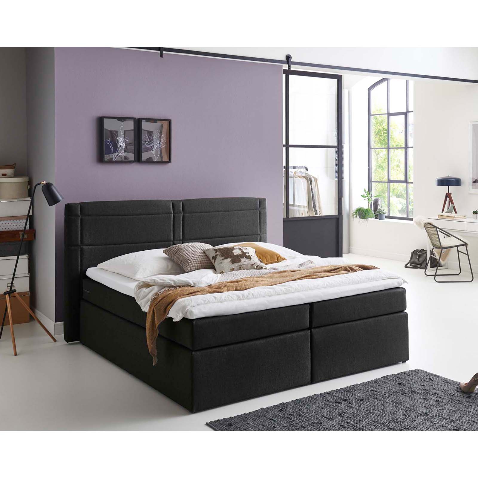 Boxspringbett - schwarz - H3 - 180x200 cm