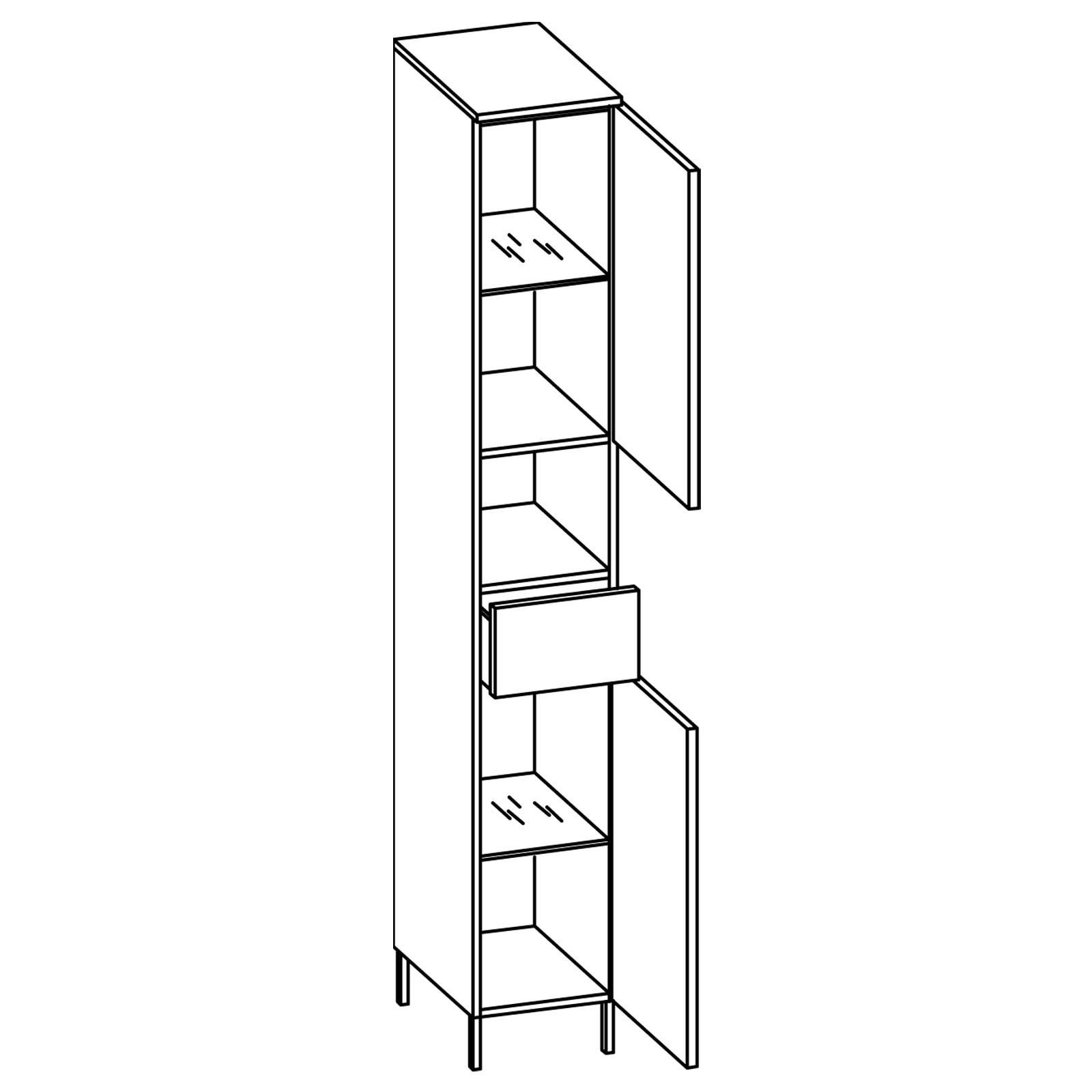Hochschrank - Riviera Eiche - 30 cm breit