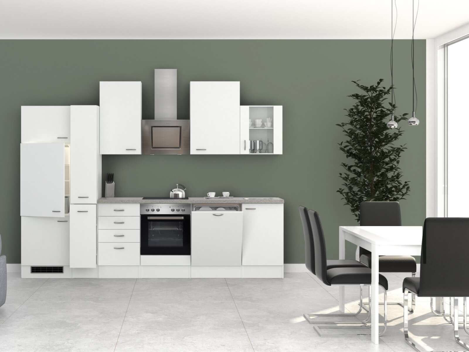 Küchenblock WITO - weiß-grau - mit E-Geräten - 310 cm | Online bei ROLLER  kaufen