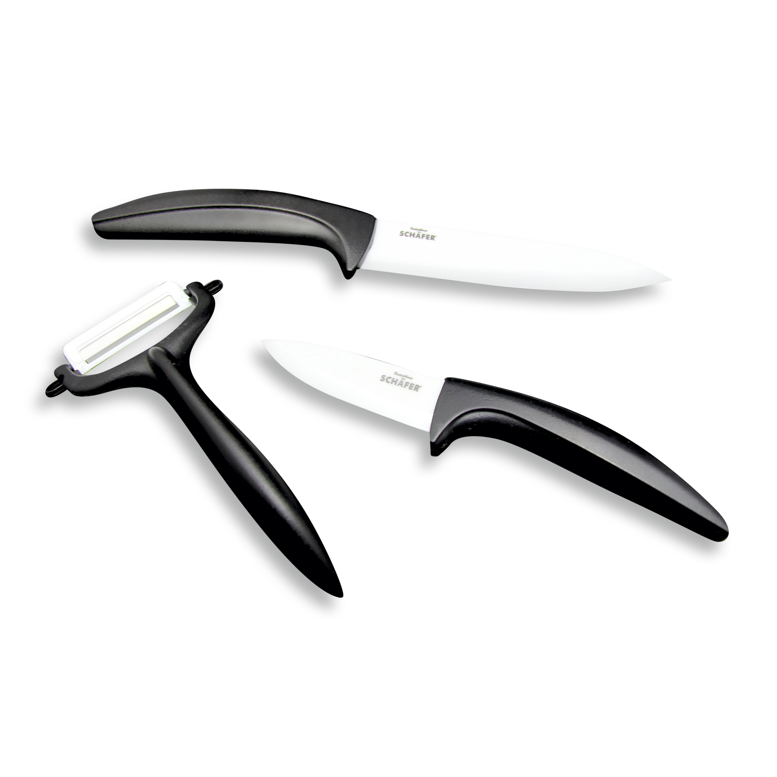 3er Set Keramikmesser - mit Sparschäler