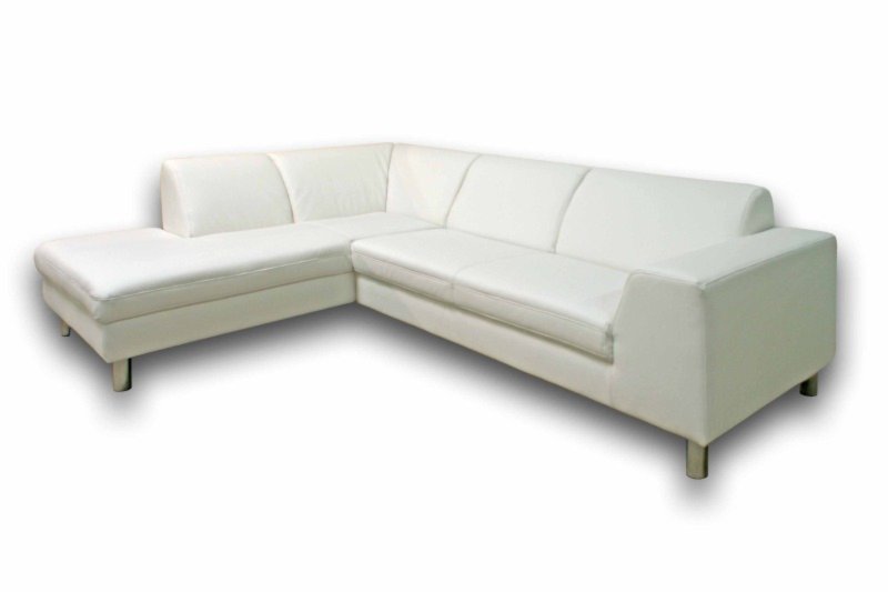 Polsterecke - weiß - Kunstleder - Ottomane links | Ecksofas L-Form