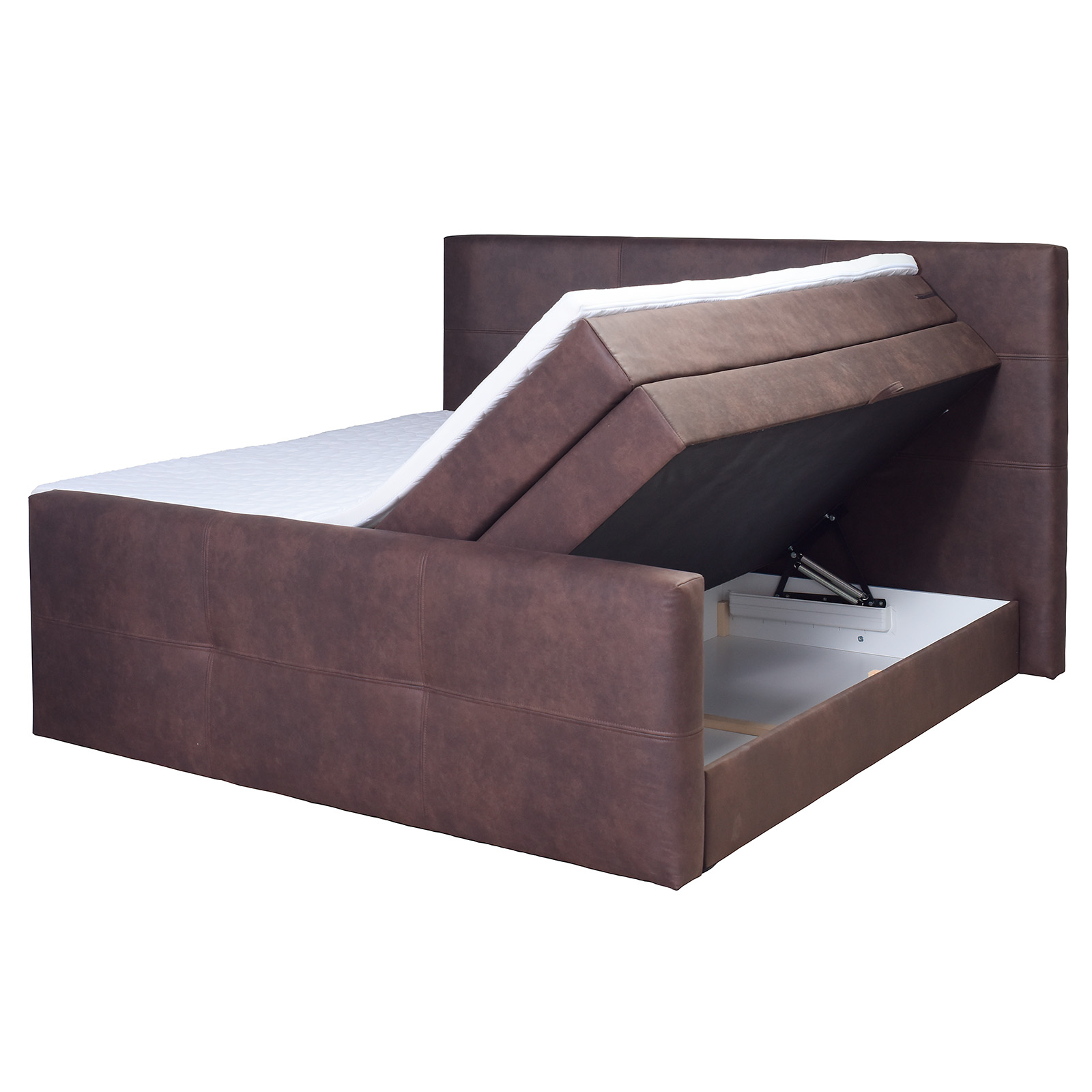 Boxspringbett - dunkelbraun - Kunstleder - H3 - 180x200 cm