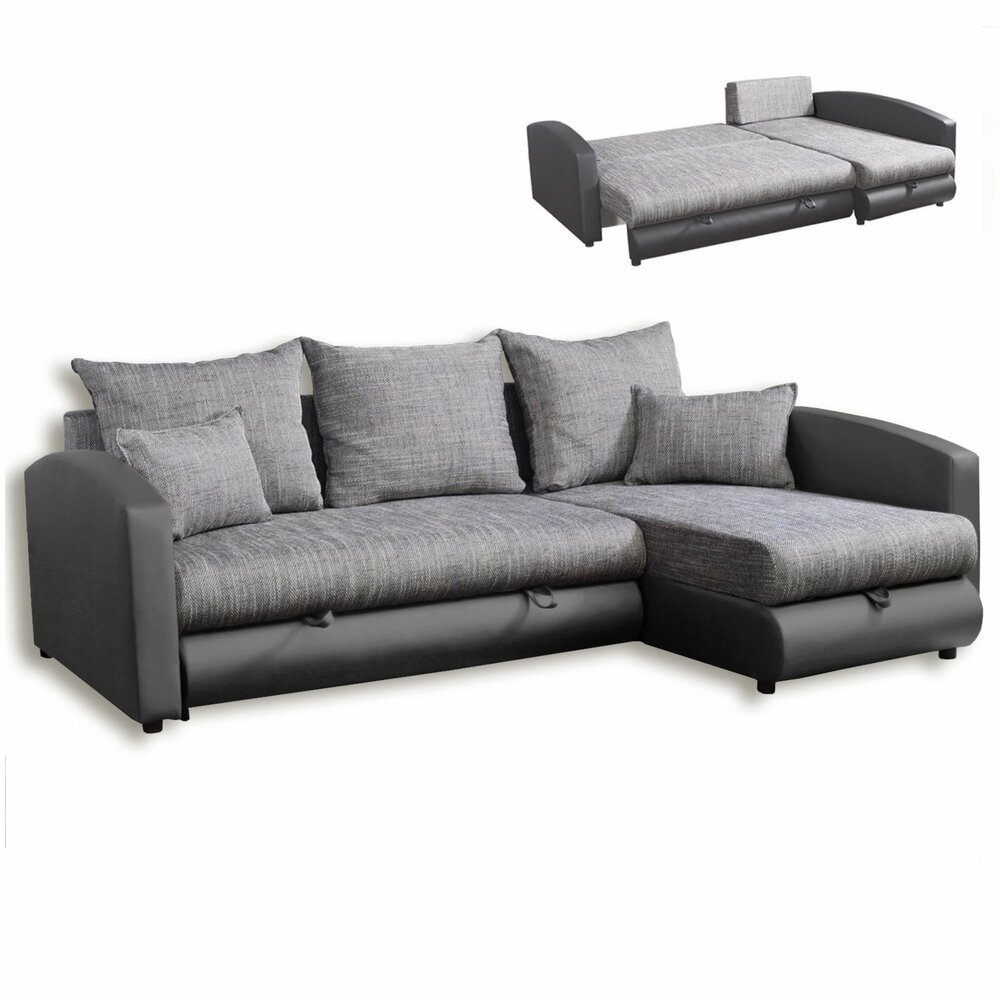 Ecksofa - hellgrau-grau - mit Liegefunktion | Ecksofas L-Form | Sofas ...