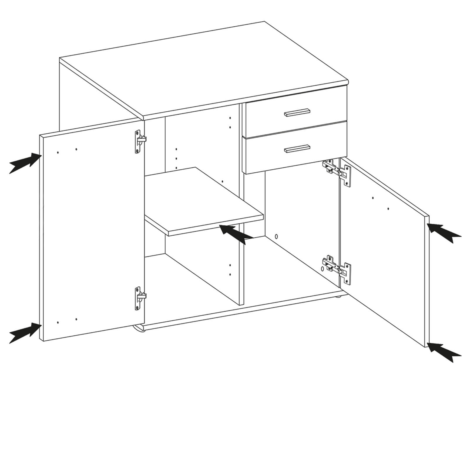 Kommode - weiß - Sonoma Eiche - 71 cm breit