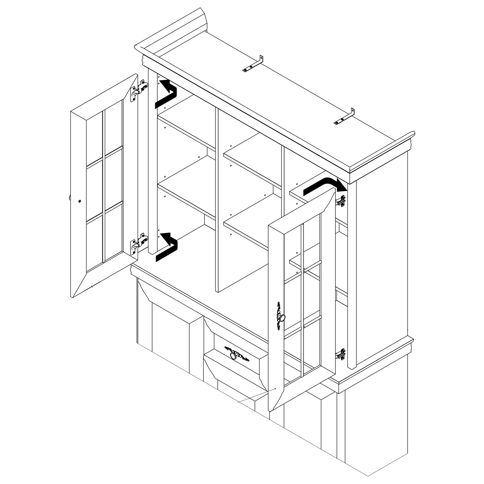 Aufsatzschrank - Schneeeiche - 122 cm breit