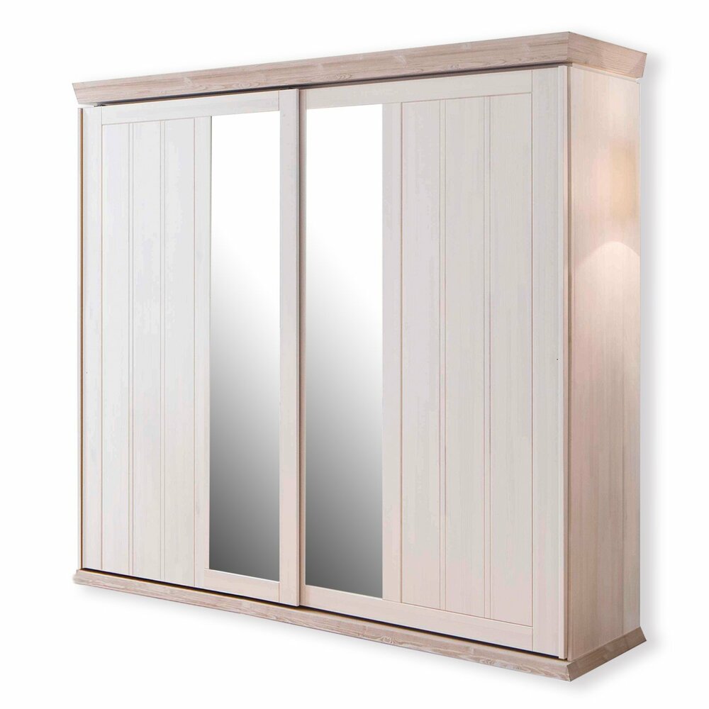 Schwebetürenschrank GÖTEBORG - Kiefer-Weiß-Milan massiv - 226 cm