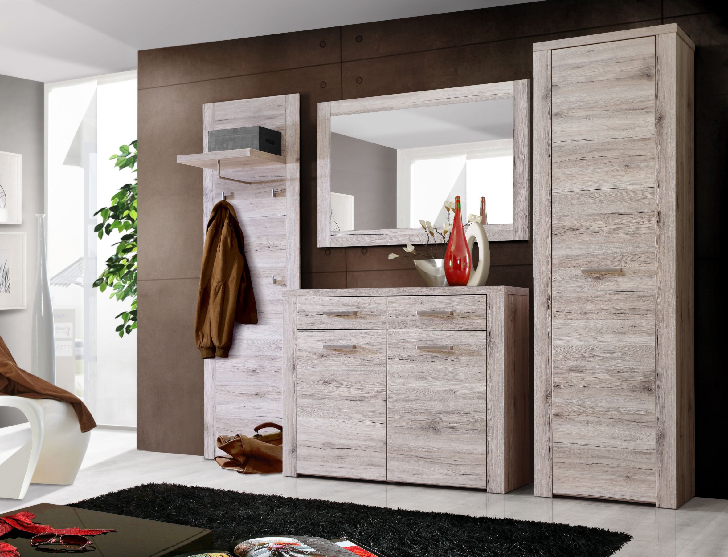 Schuhschrank - Sandeiche - 116 cm breit