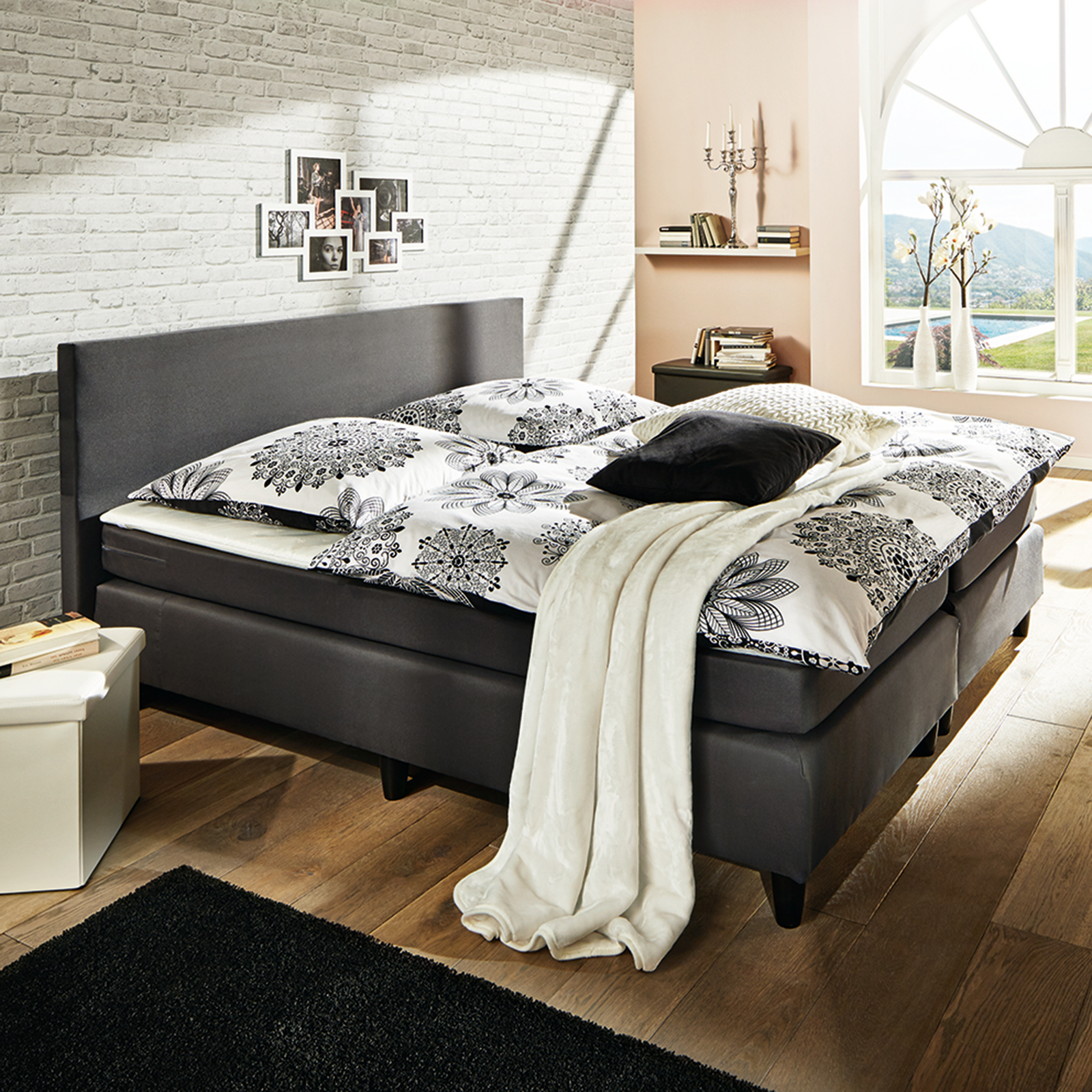 Boxspringbett - anthrazit - Federkern - H2 - 180x200 cm