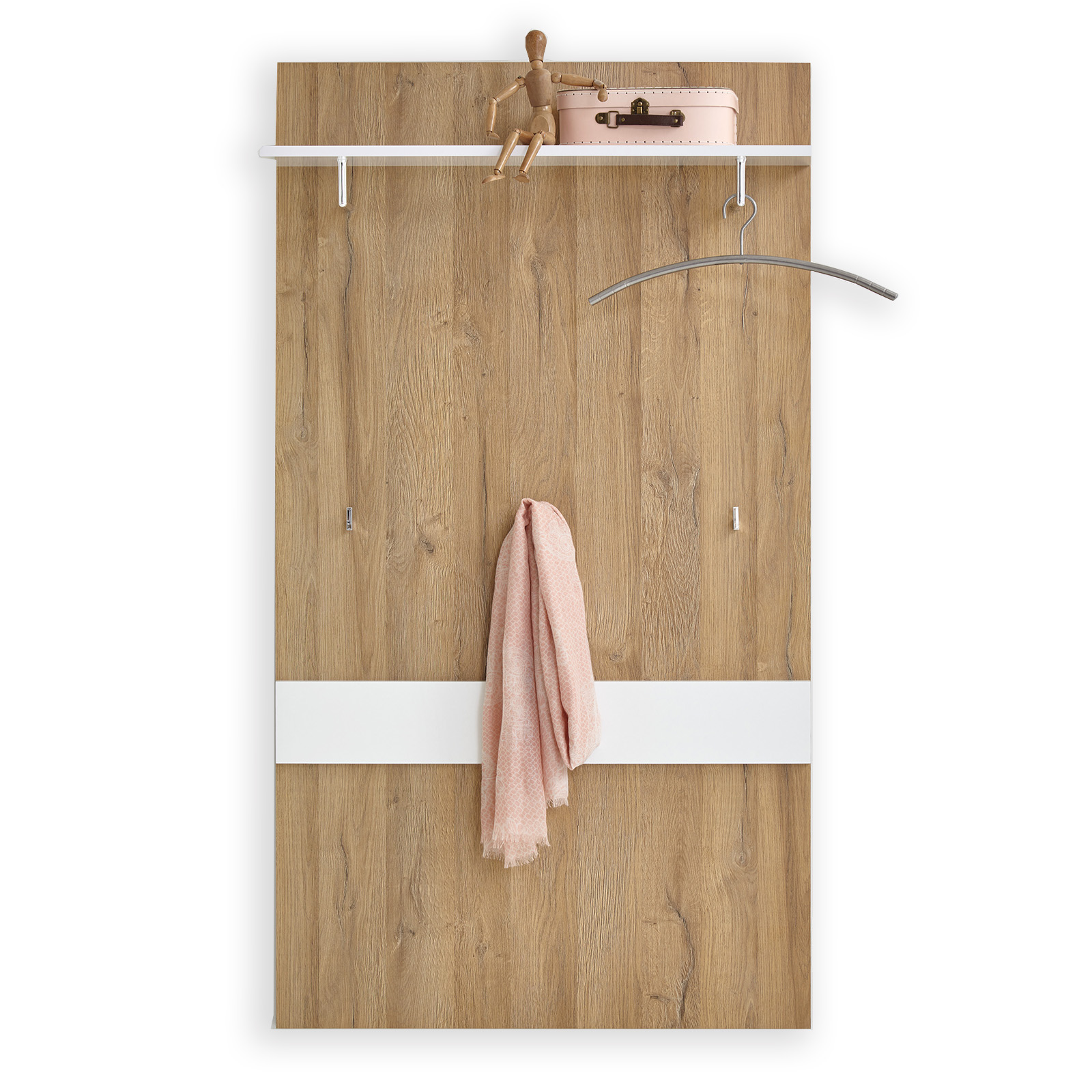 Garderobenpaneel - Alteiche-weiß - 80 cm breit