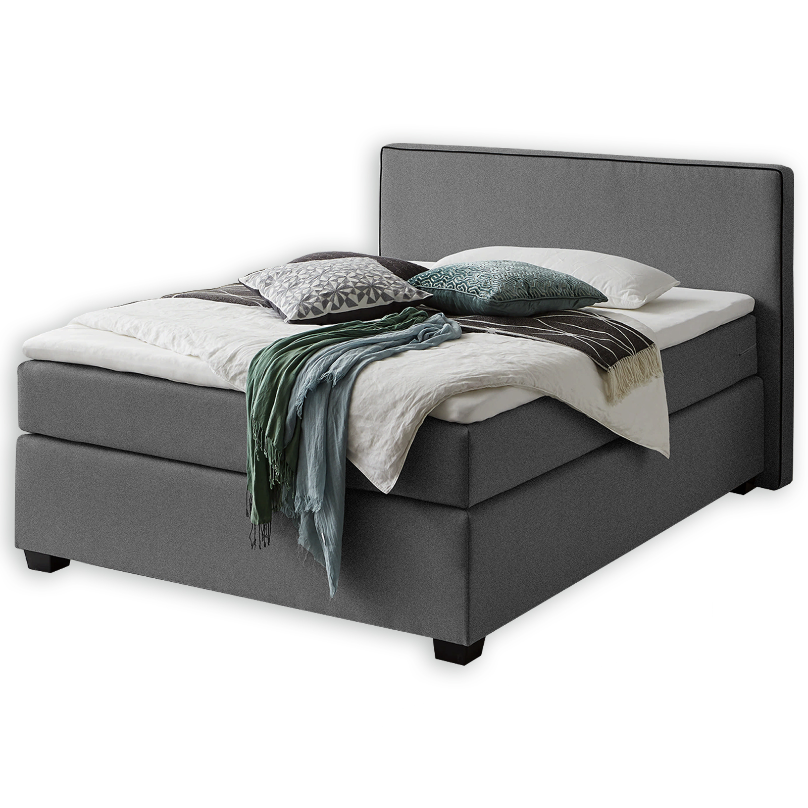 Boxspringbett - grau - H2 - 140x200 cm