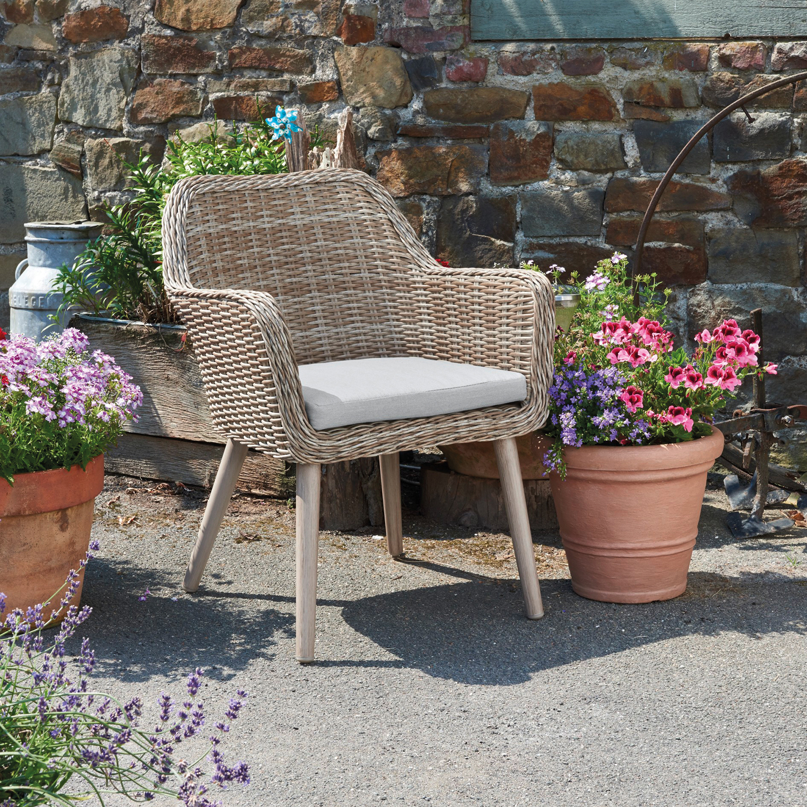 Gartensessel - Holzoptik - Polyrattan