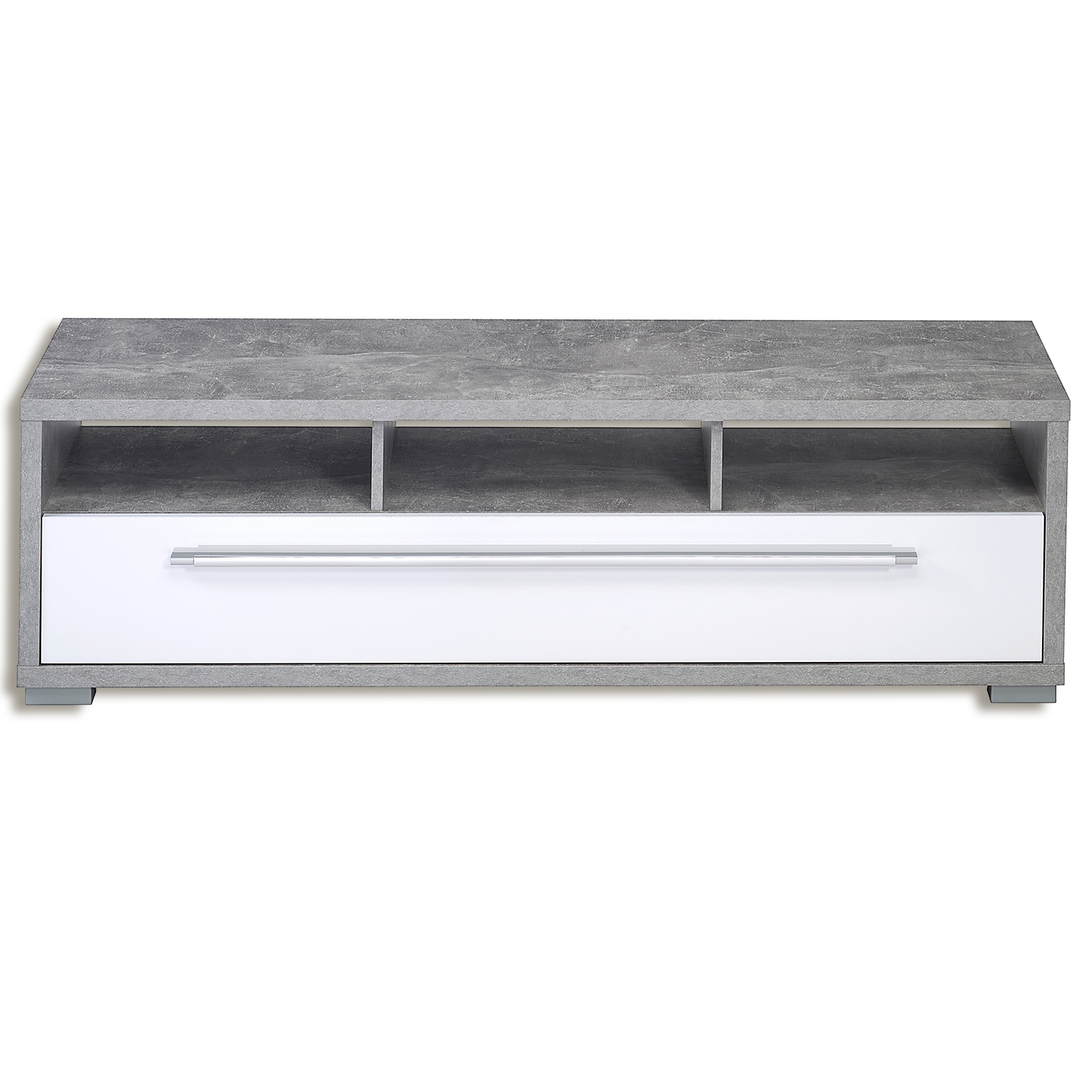 TV-Lowboard - Beton-weiß Hochglanz - 141 cm