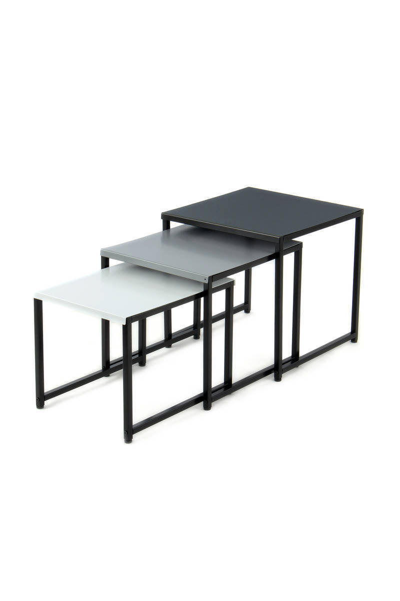 3er-Set Beistelltisch SOUTH 110 - schwarz-grau-weiß - 45 cm
