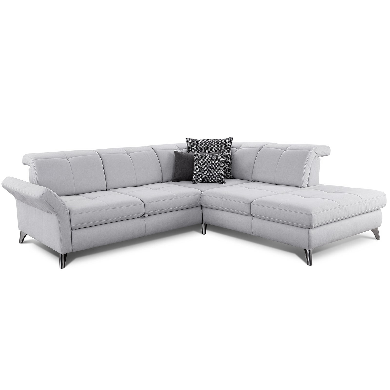 Ecksofa - silver - Microfaser - Liegefunktion