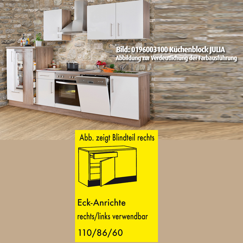 Eck-Anrichte - weiß Hochglanz-Trüffel -100 cm