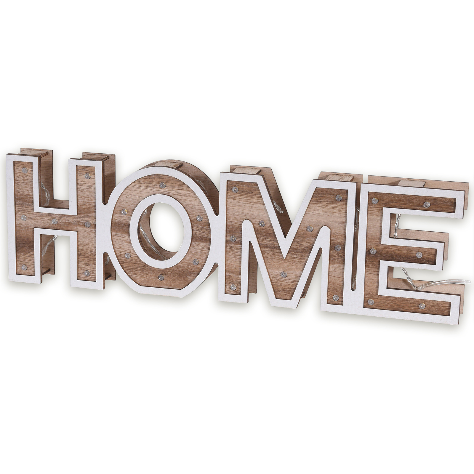 LED-Schriftzug HOME - beige-weiß