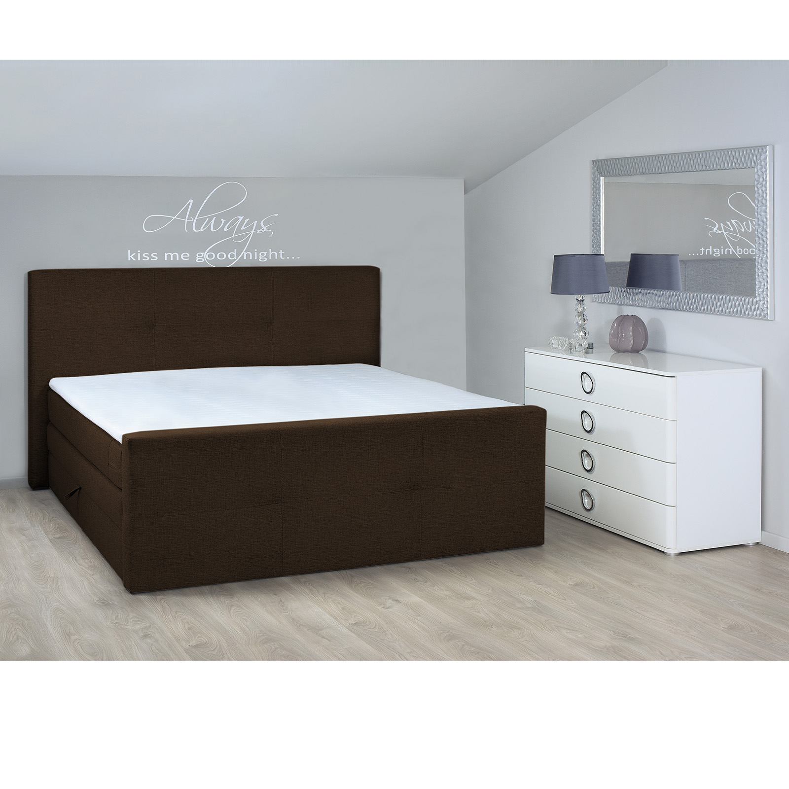 Boxspringbett - braun - H3 - 160x200 cm