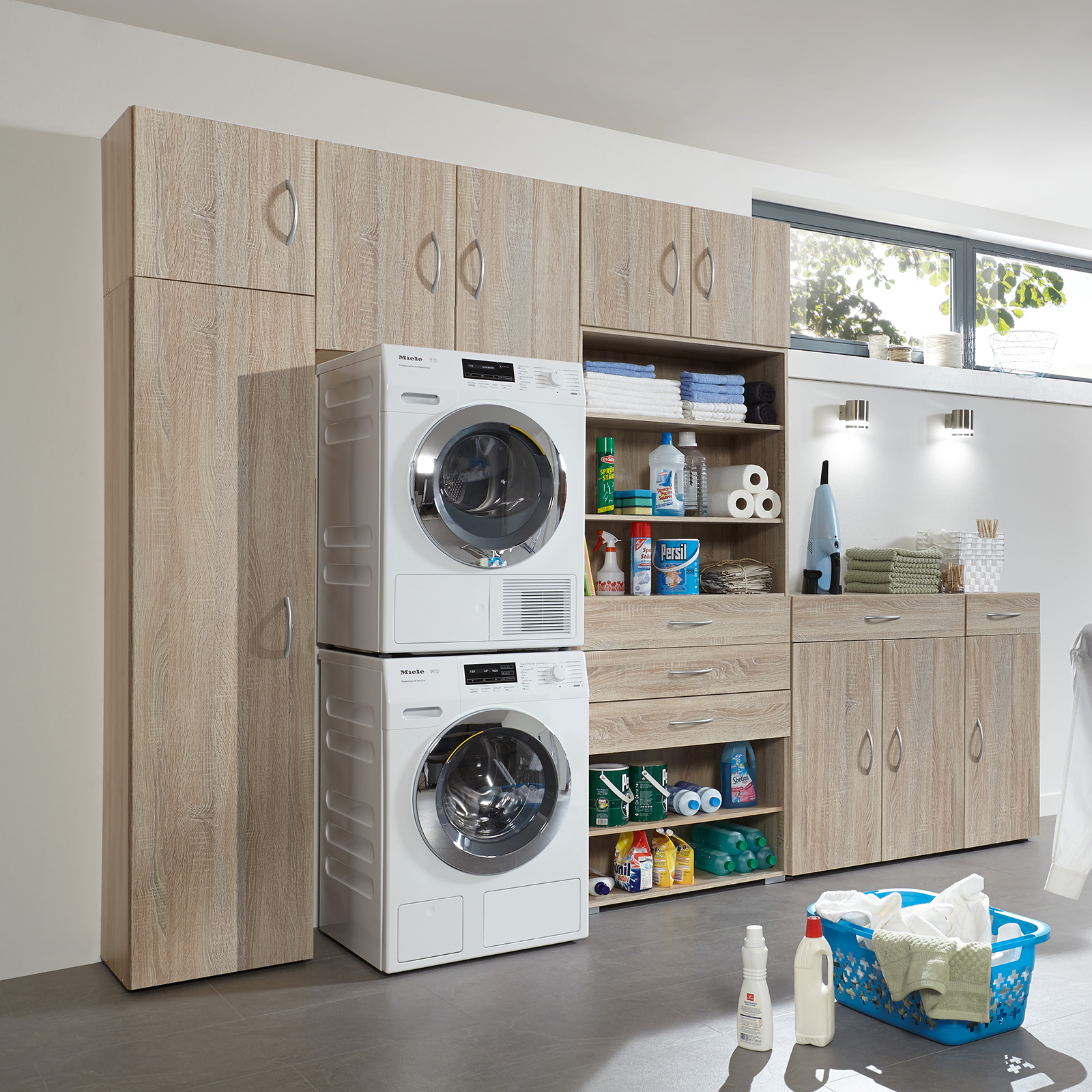 Drehtürenschrank - Eiche sägerau - 45x185x40 cm