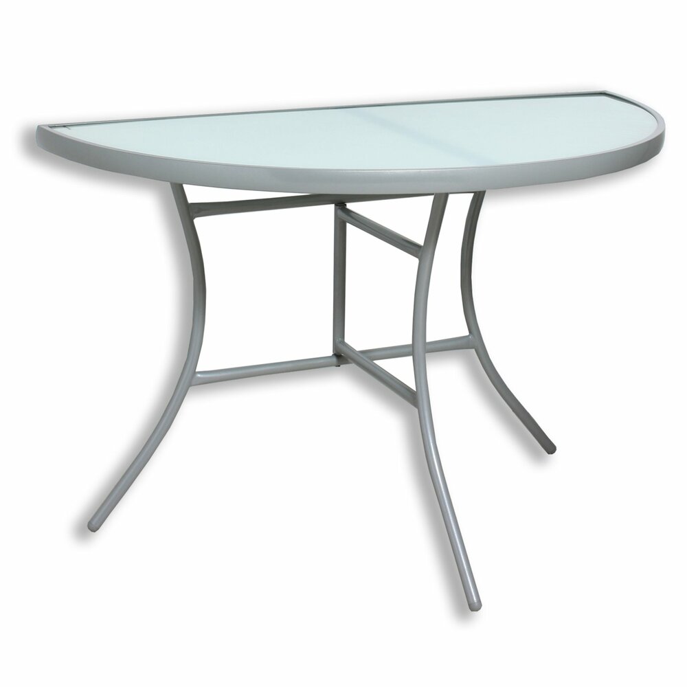 Balkontisch - silber - Milchglas - halbrund | Gartentische