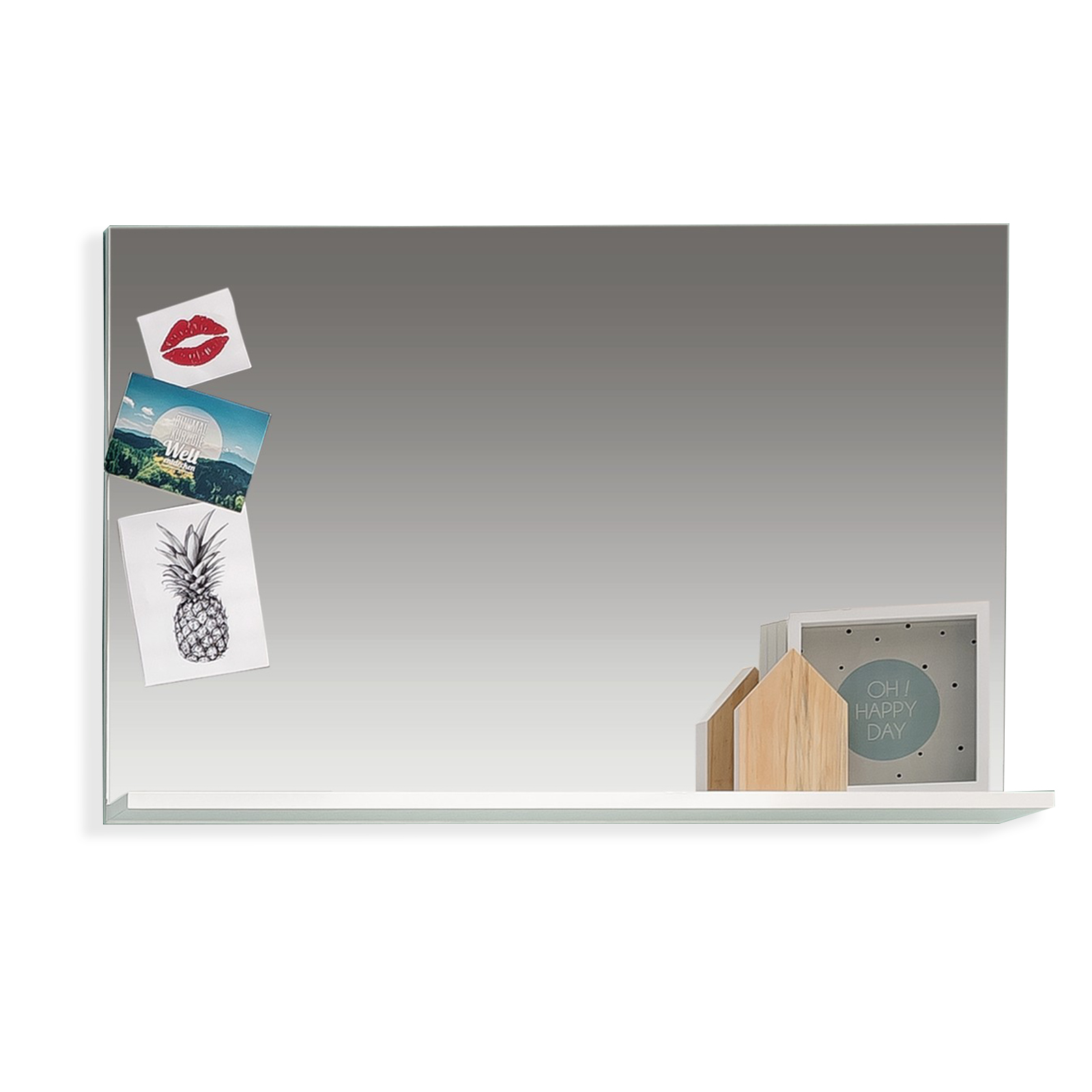 Spiegel - weiß Hochglanz - mit Ablage - 91x60 cm