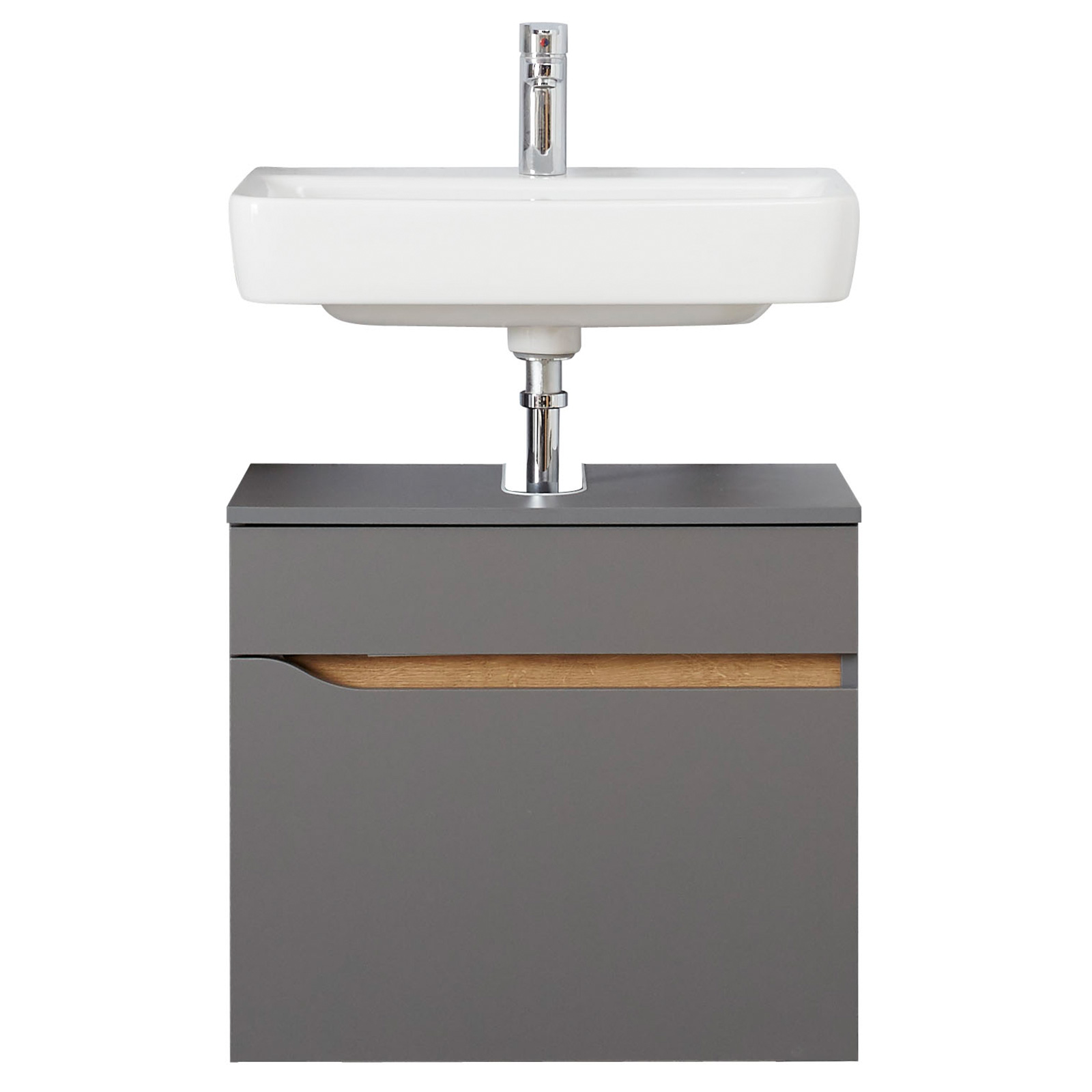Waschbeckenunterschrank - quarzgrau - Eiche - mit Auszug | Online bei